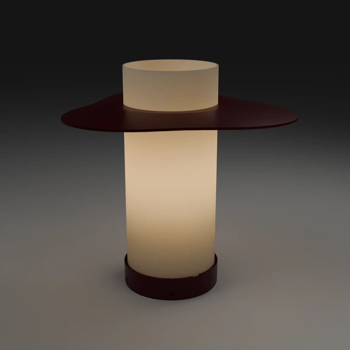 Ala encendida, con cilindro luminoso y ala orgánica en cereza profundo